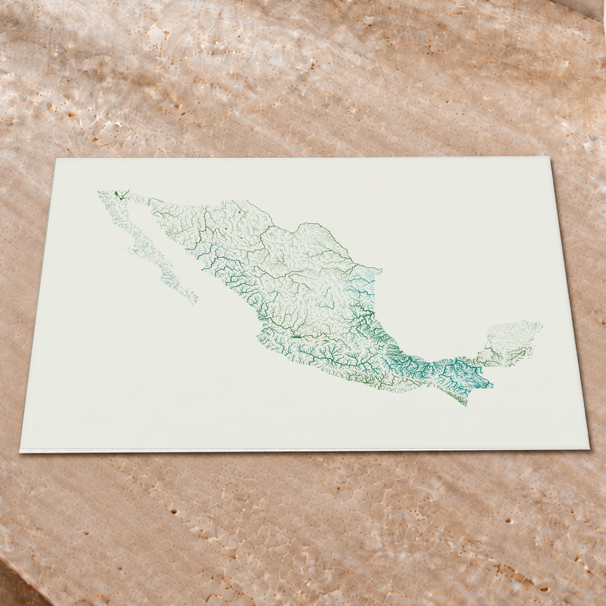 Beautiful Rivers — México — Verde jade e porcelana, Impressão fine art · 45 × 60 cm, Sem margem
