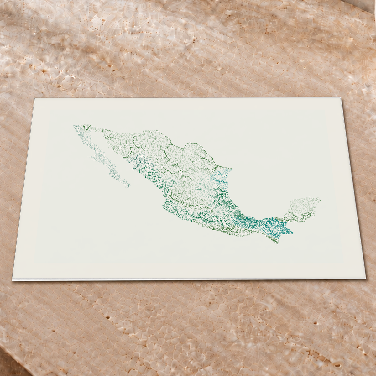 Beautiful Rivers — México — Verde jade e porcelana, Impressão fine art · 45 × 60 cm, Margem branca