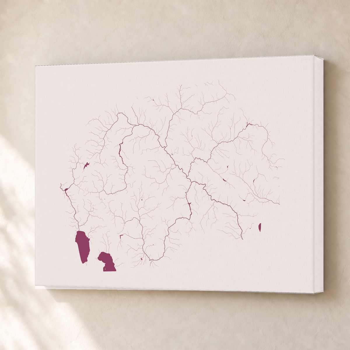 Beautiful Rivers — Macedónia do Norte — Ameixa e rosé, Canvas · 30 × 40 cm, Sem margem
