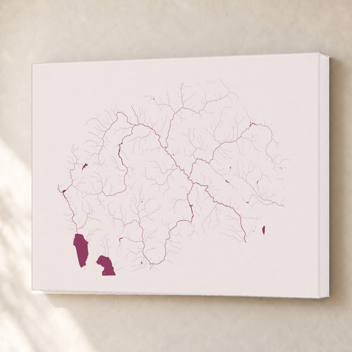 Beautiful Rivers — Macedónia do Norte — Ameixa e rosé, Canvas · 45 × 60 cm, Sem margem