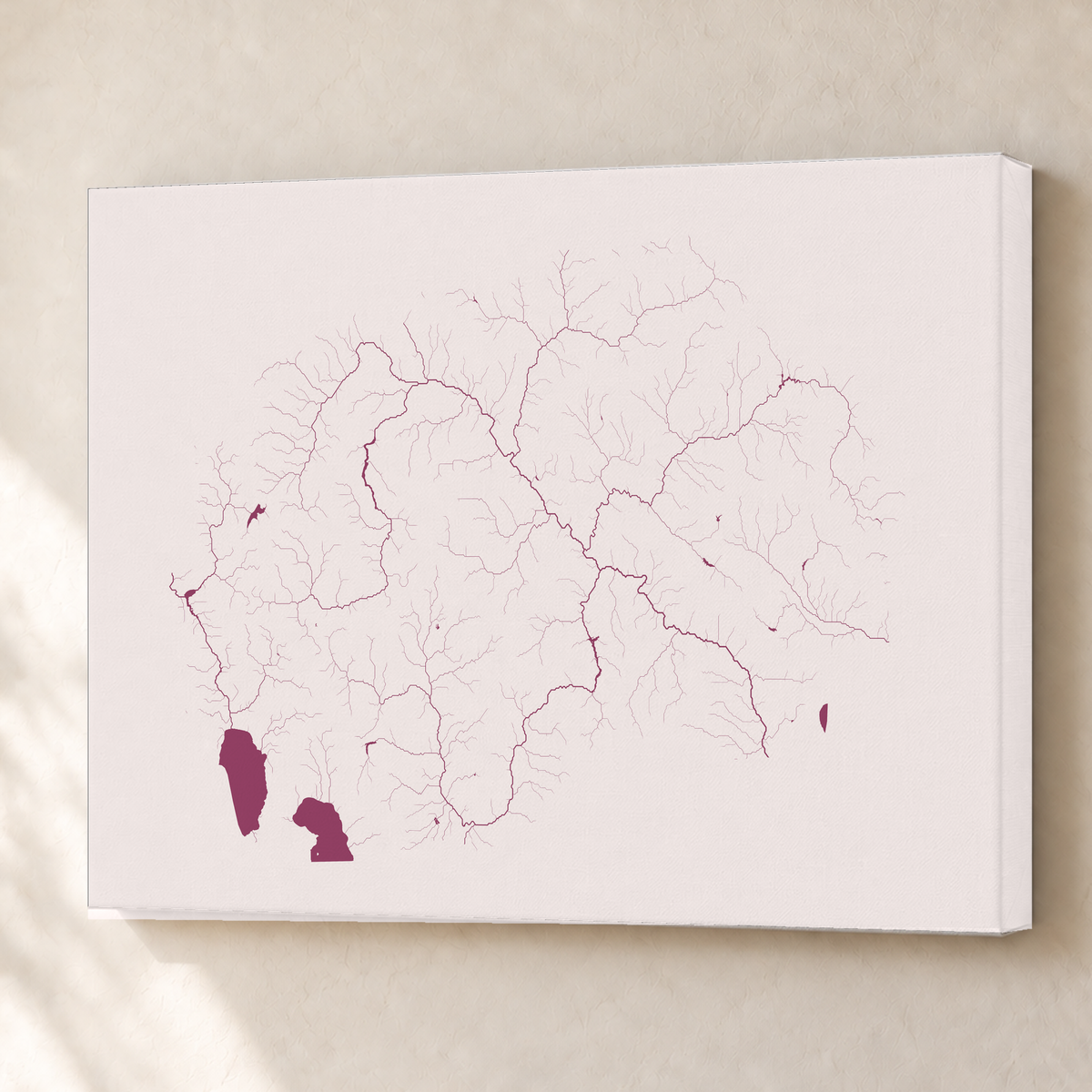 Beautiful Rivers — Macedónia do Norte — Ameixa e rosé, Canvas · 60 × 80 cm, Sem margem