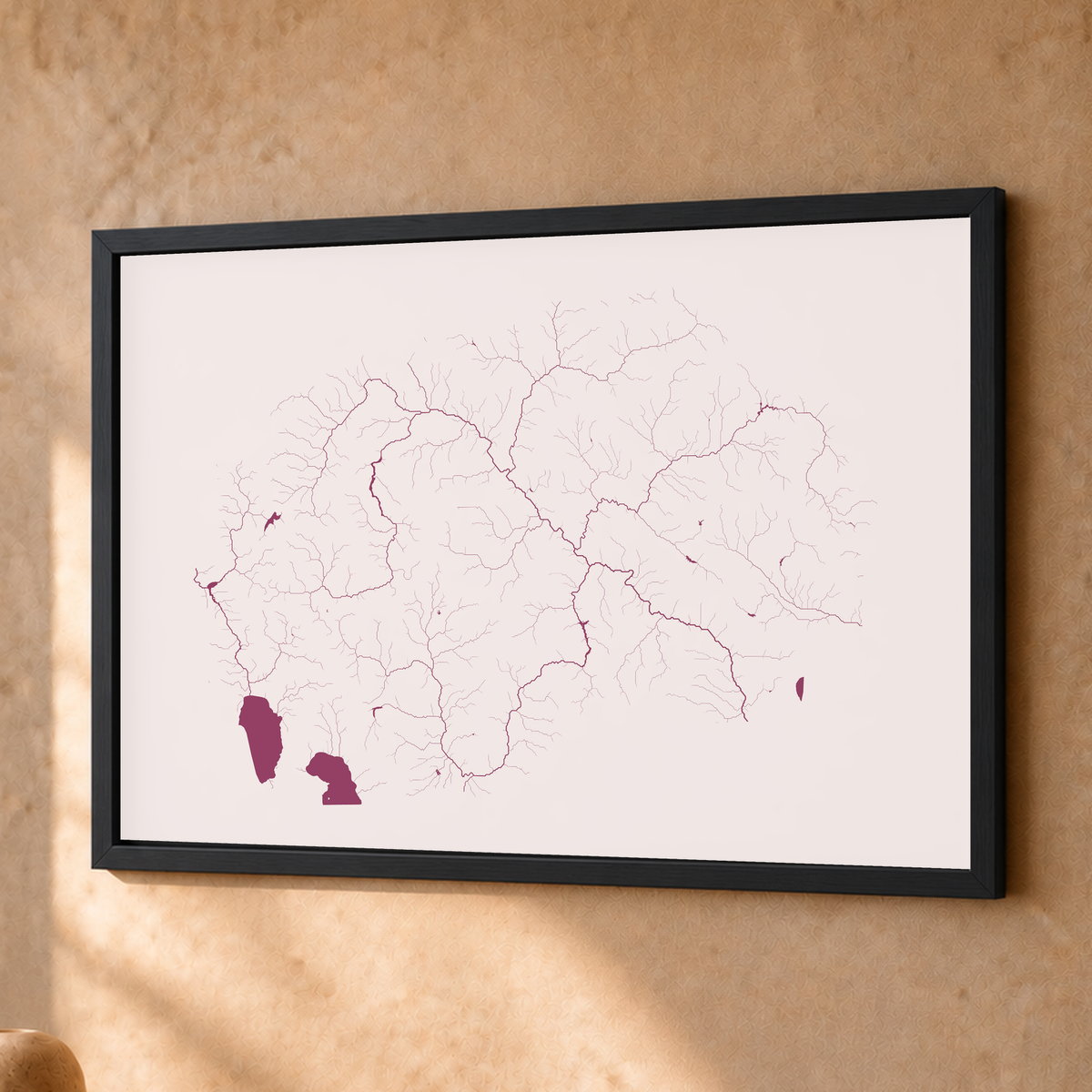 Beautiful Rivers — Macedónia do Norte — Ameixa e rosé, Fine art emoldurado · 30 × 40 cm, Preto · Sem margem