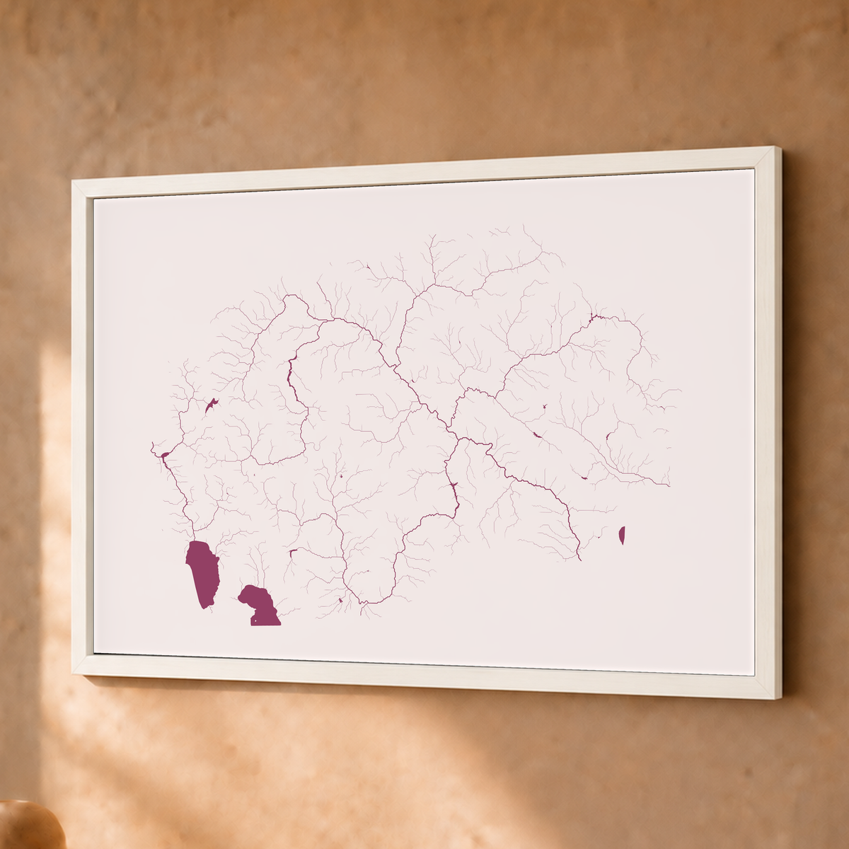 Beautiful Rivers — Macedónia do Norte — Ameixa e rosé, Fine art emoldurado · 30 × 40 cm, Branco · Sem margem