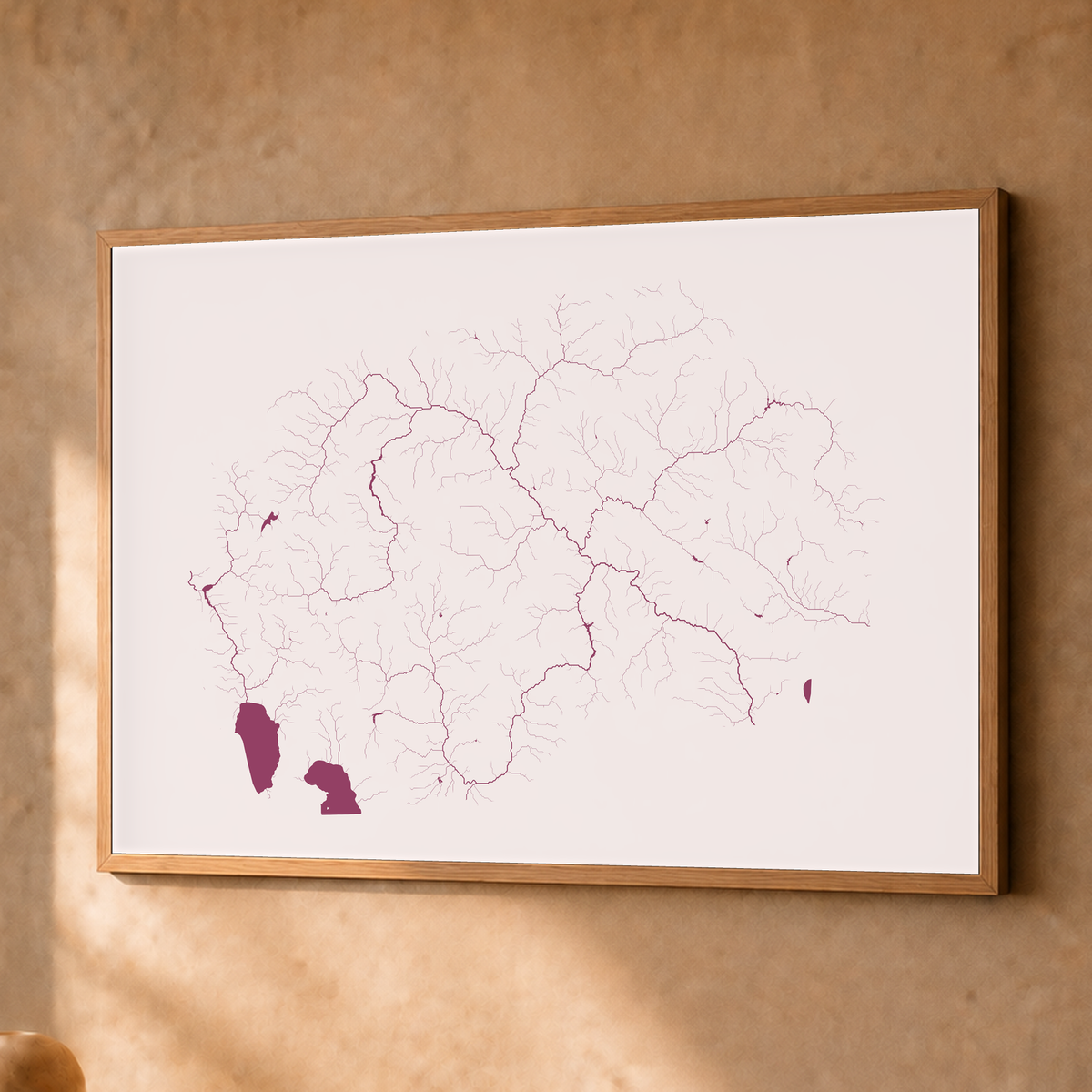 Beautiful Rivers — Macedónia do Norte — Ameixa e rosé, Fine art emoldurado · 45 × 60 cm, Natural · Sem margem