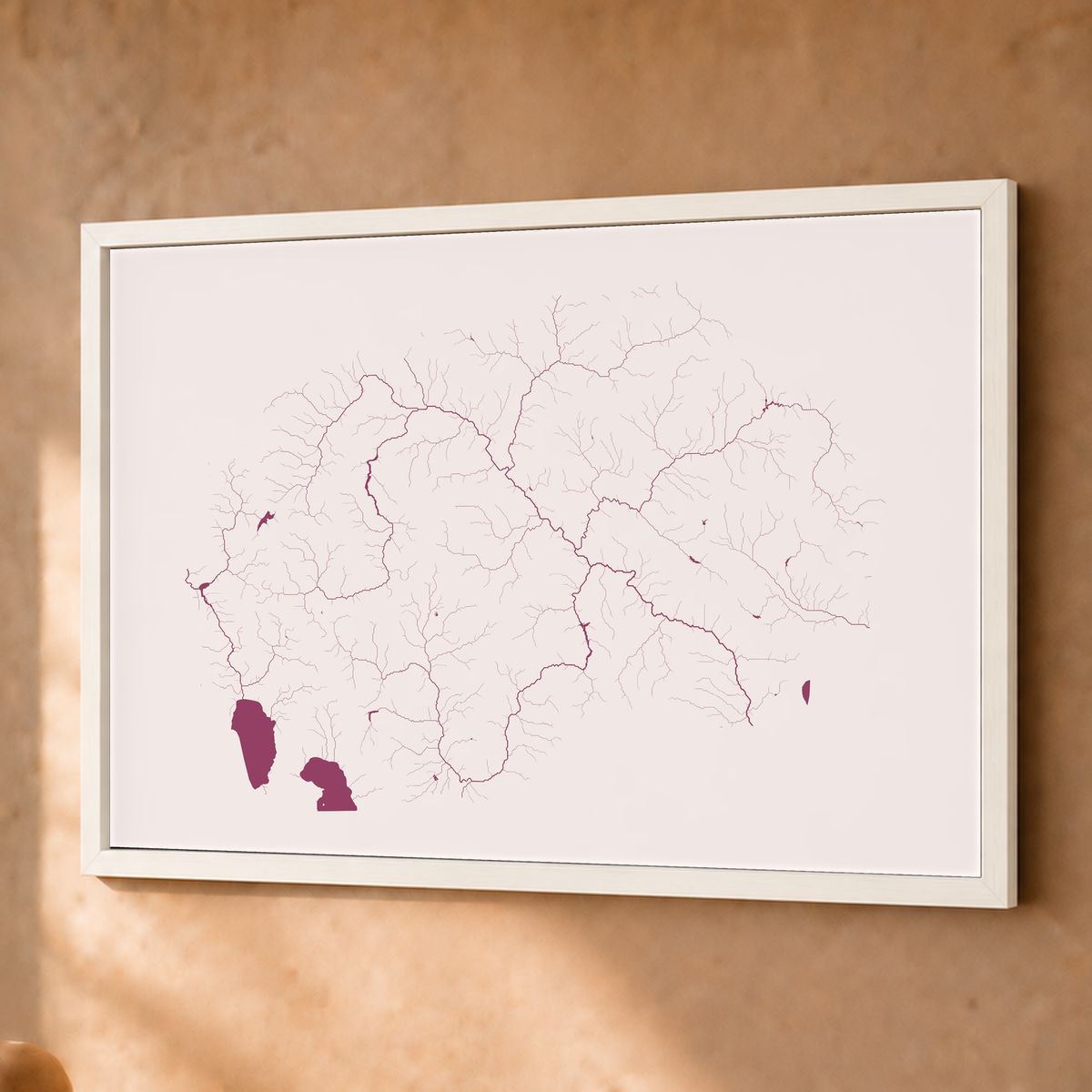 Beautiful Rivers — Macedónia do Norte — Ameixa e rosé, Fine art emoldurado · 45 × 60 cm, Branco · Sem margem