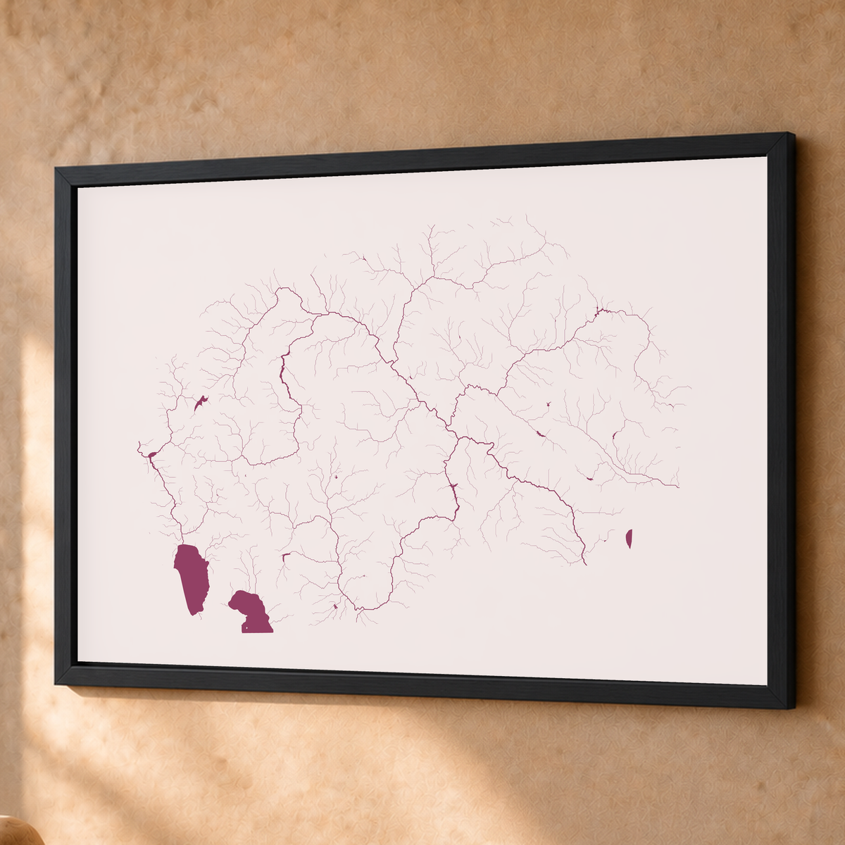 Beautiful Rivers — Macedónia do Norte — Ameixa e rosé, Fine art emoldurado · 60 × 80 cm, Preto · Sem margem