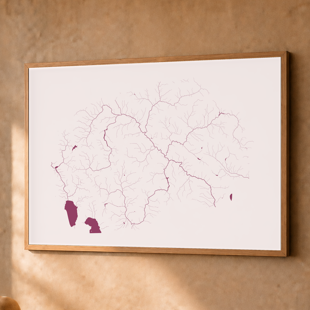 Beautiful Rivers — Macedónia do Norte — Ameixa e rosé, Fine art emoldurado · 60 × 80 cm, Natural · Sem margem