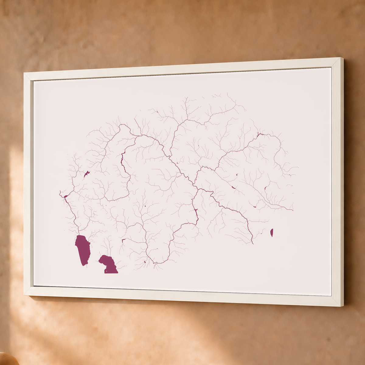 Beautiful Rivers — Macedónia do Norte — Ameixa e rosé, Fine art emoldurado · 60 × 80 cm, Branco · Sem margem
