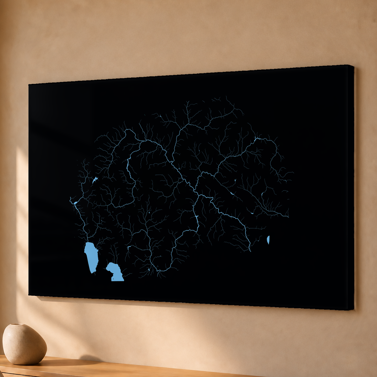 Beautiful Rivers — Macedónia do Norte — Neon hidrográfico, Acrílico · 40 × 60 cm, Sem margem