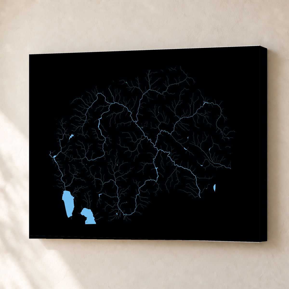Beautiful Rivers — Macedónia do Norte — Neon hidrográfico, Canvas · 30 × 40 cm, Sem margem