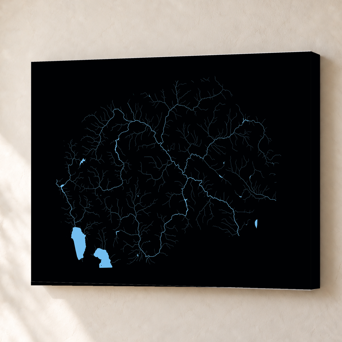 Beautiful Rivers — Macedónia do Norte — Neon hidrográfico, Canvas · 45 × 60 cm, Sem margem