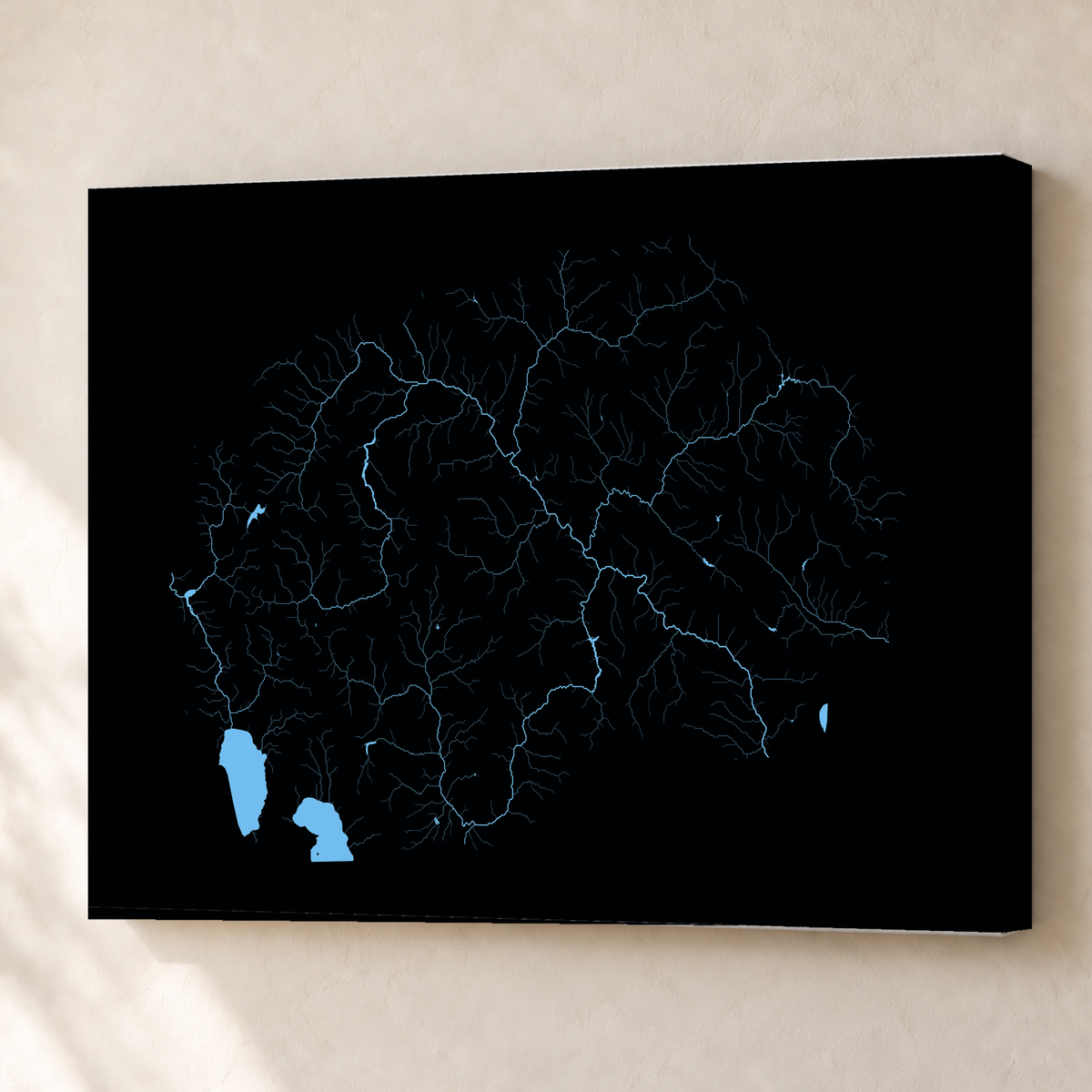 Beautiful Rivers — Macedónia do Norte — Neon hidrográfico, Canvas · 60 × 80 cm, Sem margem