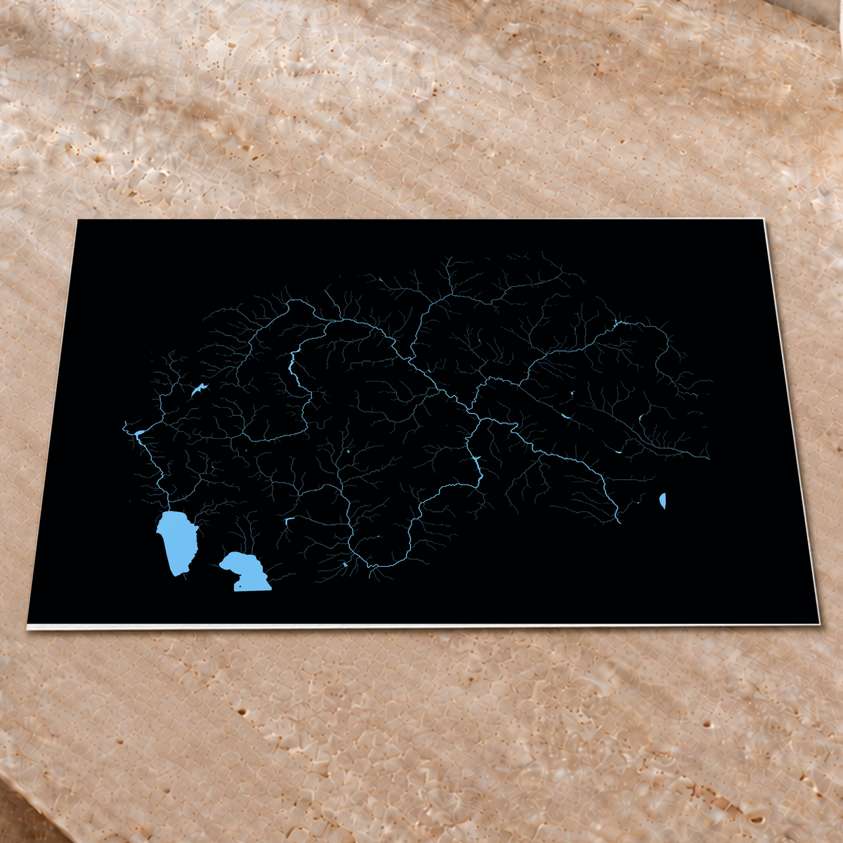 Beautiful Rivers — Macedónia do Norte — Neon hidrográfico, Impressão fine art · 45 × 60 cm, Sem margem