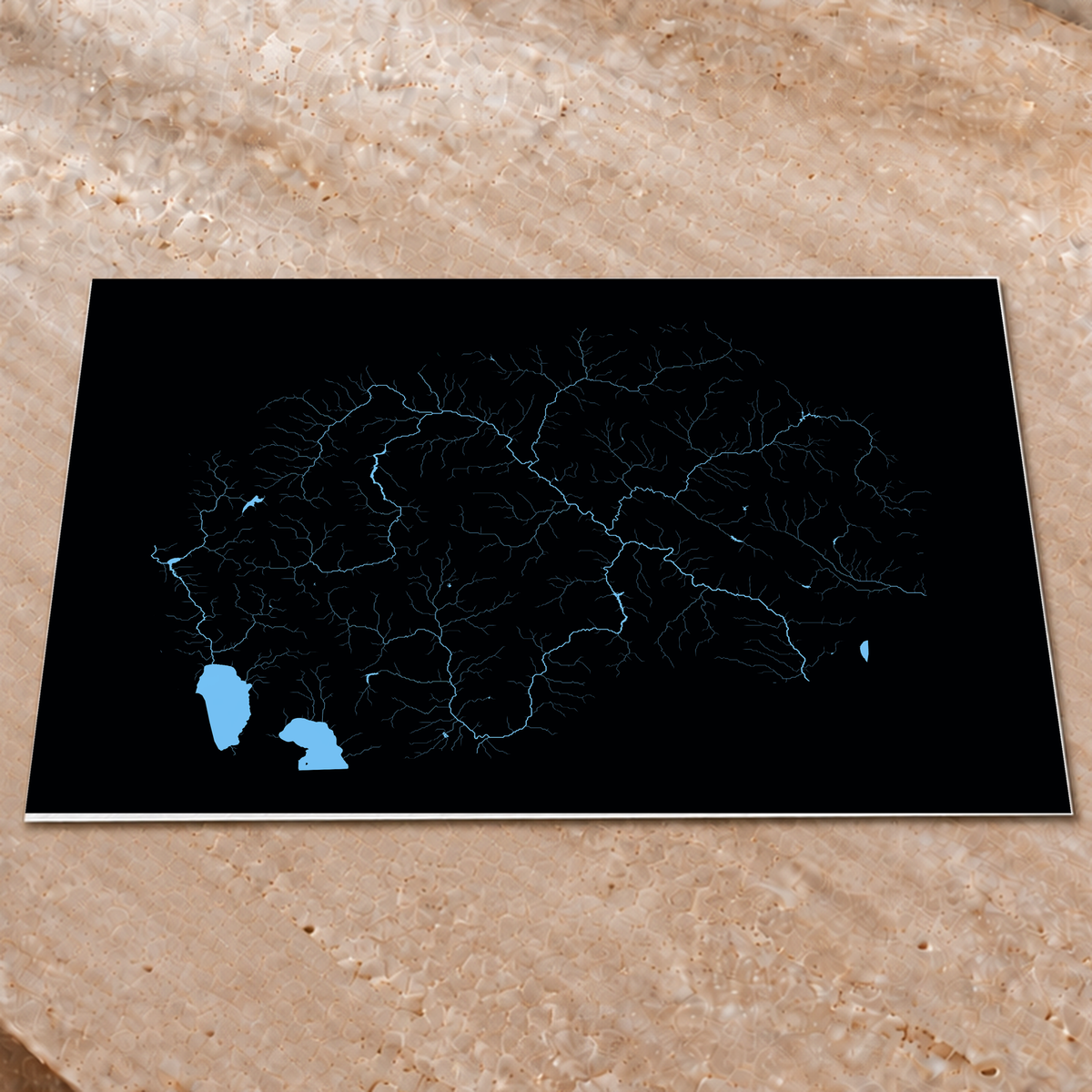 Beautiful Rivers — Macedónia do Norte — Neon hidrográfico, Impressão fine art · 60 × 80 cm, Sem margem