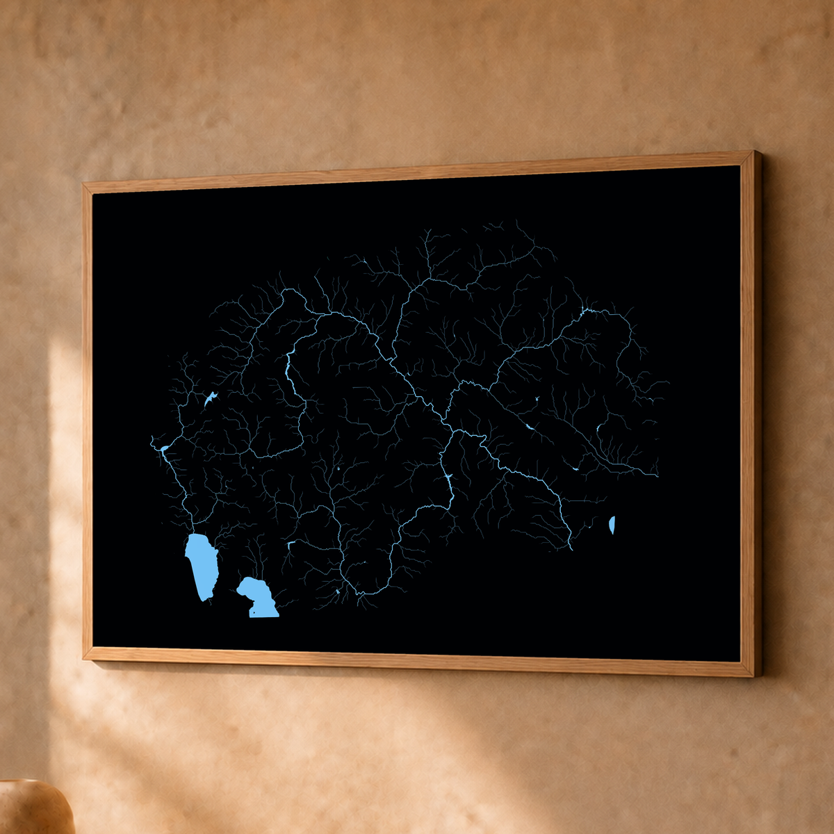Beautiful Rivers — Macedónia do Norte — Neon hidrográfico, Fine art emoldurado · 30 × 40 cm, Natural · Sem margem