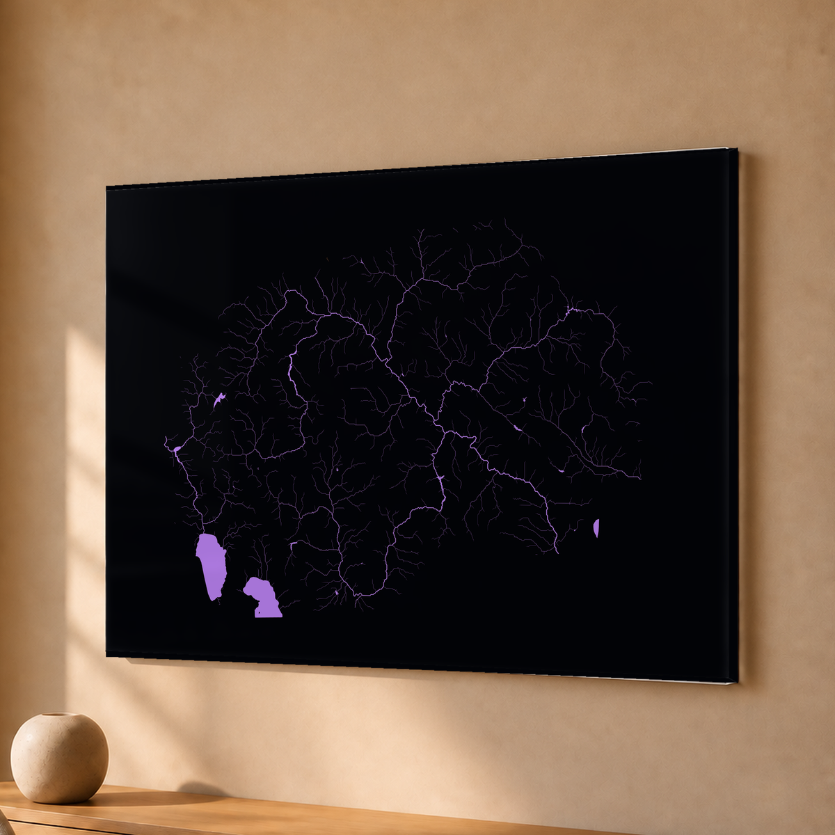 Beautiful Rivers — Macedónia do Norte — Neon por território, Acrílico · 30 × 40 cm, Sem margem