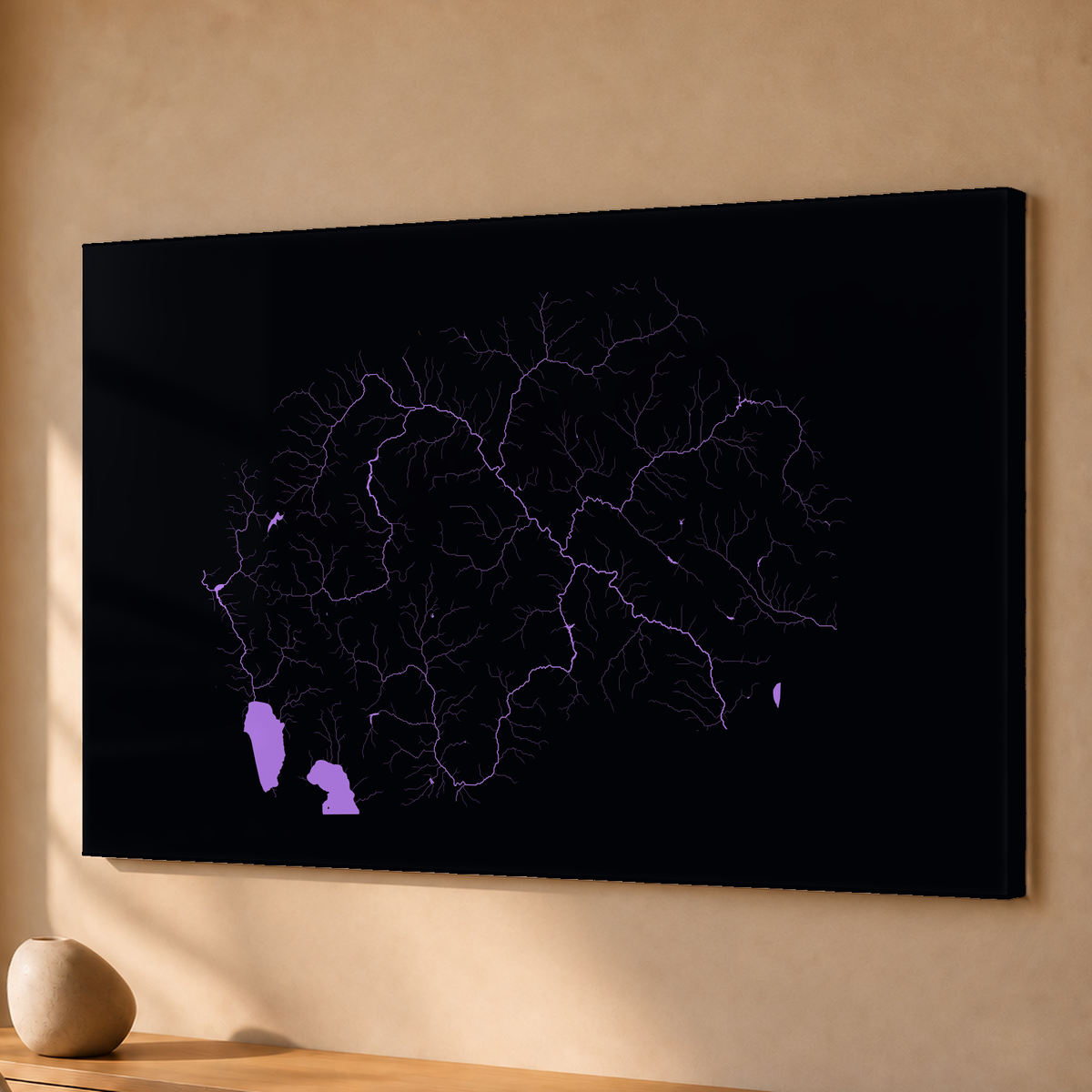 Beautiful Rivers — Macedónia do Norte — Neon por território, Acrílico · 40 × 60 cm, Sem margem