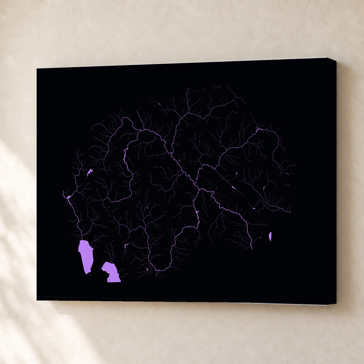 Beautiful Rivers — Macedónia do Norte — Neon por território, Canvas · 30 × 40 cm, Sem margem