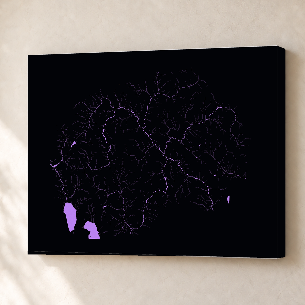 Beautiful Rivers — Macedónia do Norte — Neon por território, Canvas · 45 × 60 cm, Sem margem