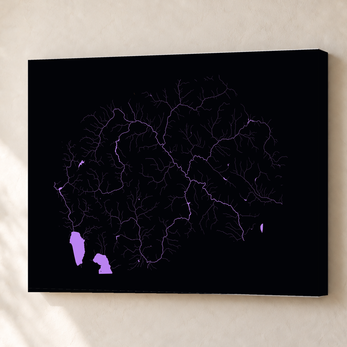 Beautiful Rivers — Macedónia do Norte — Neon por território, Canvas · 60 × 80 cm, Sem margem