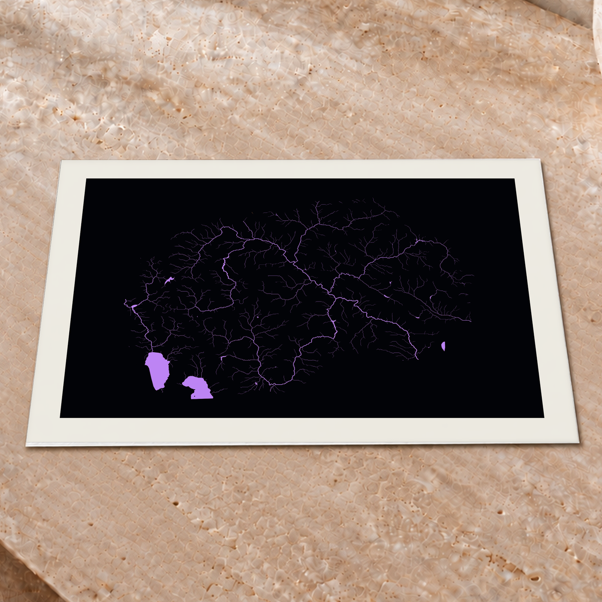 Beautiful Rivers — Macedónia do Norte — Neon por território, Impressão fine art · 30 × 40 cm, Margem branca