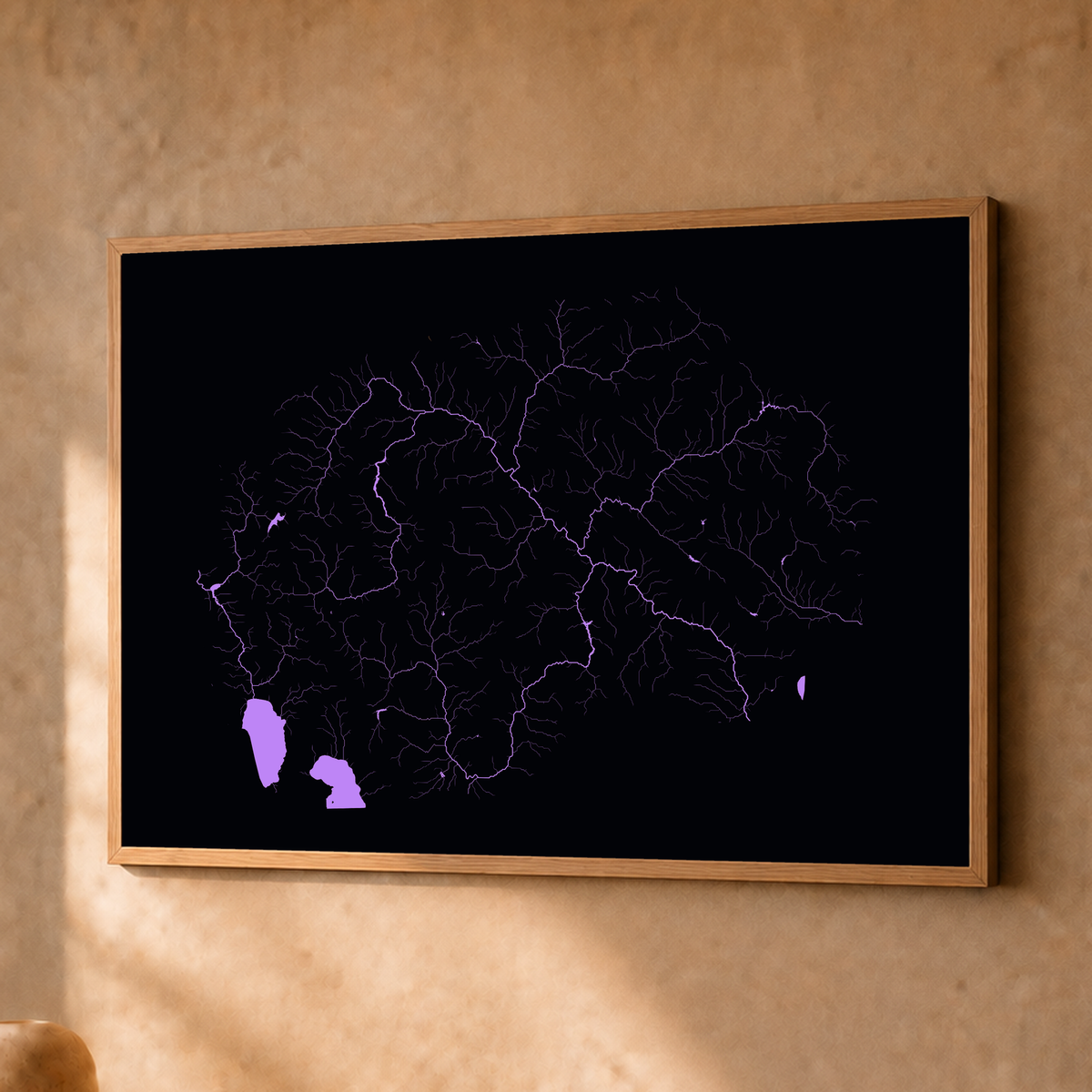 Beautiful Rivers — Macedónia do Norte — Neon por território, Fine art emoldurado · 30 × 40 cm, Natural · Sem margem