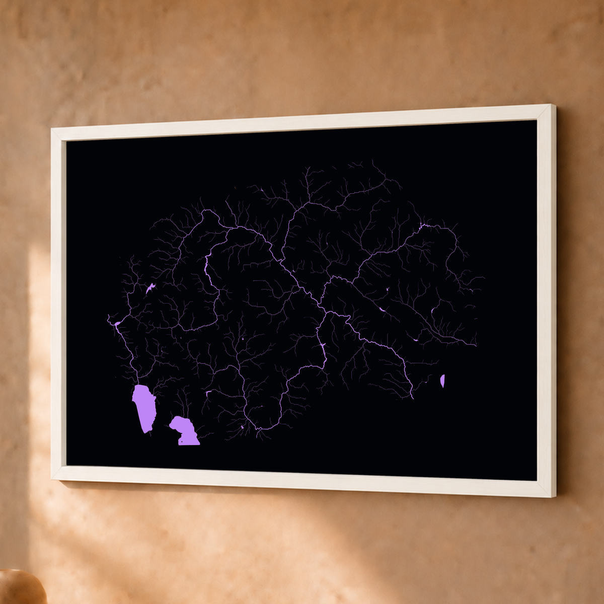 Beautiful Rivers — Macedónia do Norte — Neon por território, Fine art emoldurado · 30 × 40 cm, Branco · Sem margem