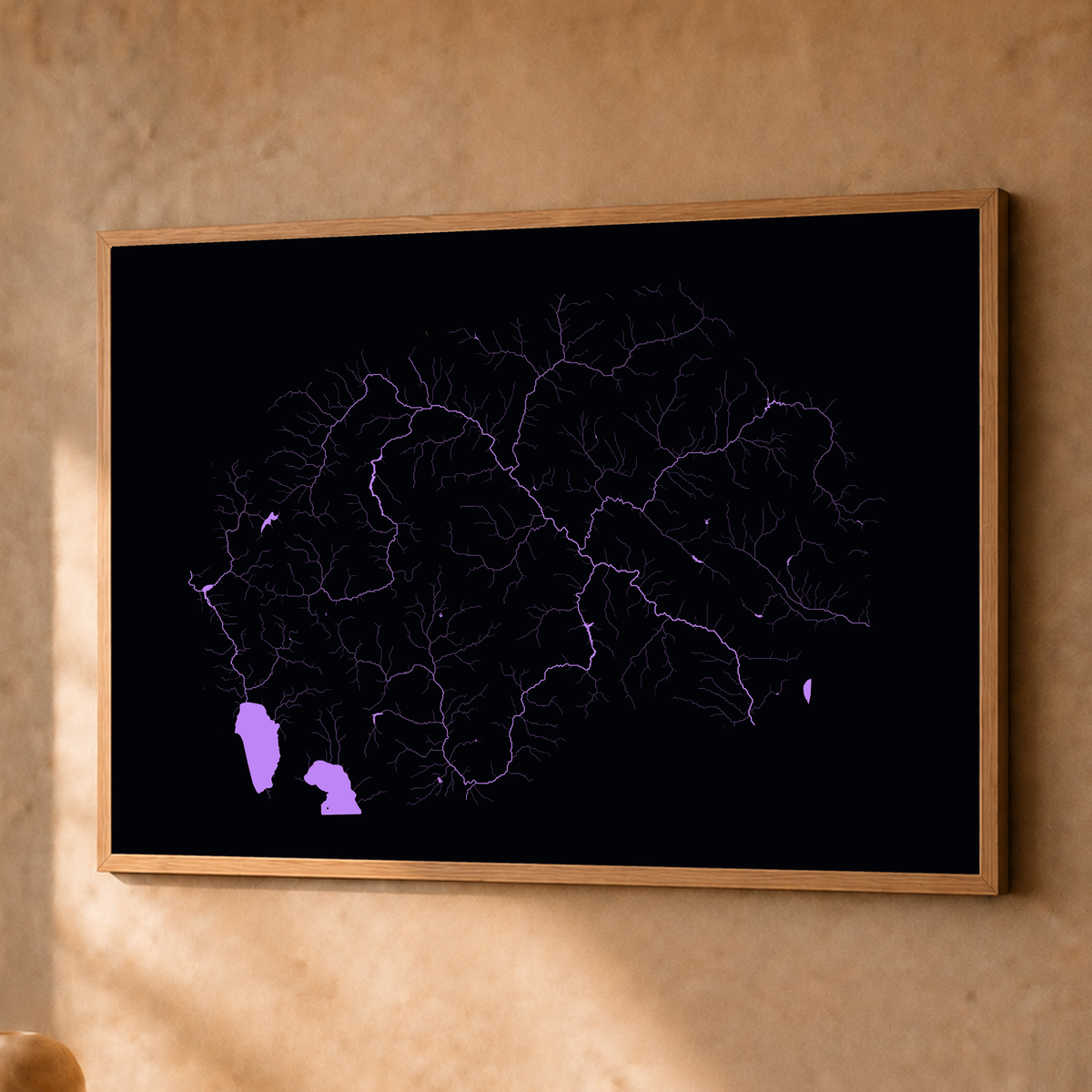 Beautiful Rivers — Macedónia do Norte — Neon por território, Fine art emoldurado · 45 × 60 cm, Natural · Sem margem