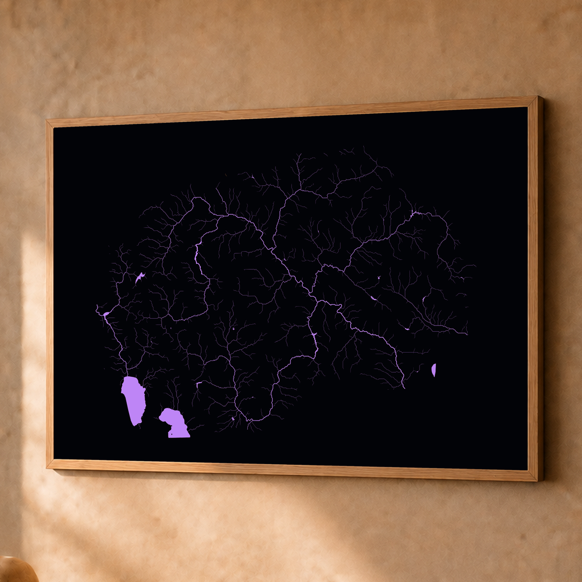 Beautiful Rivers — Macedónia do Norte — Neon por território, Fine art emoldurado · 60 × 80 cm, Natural · Sem margem