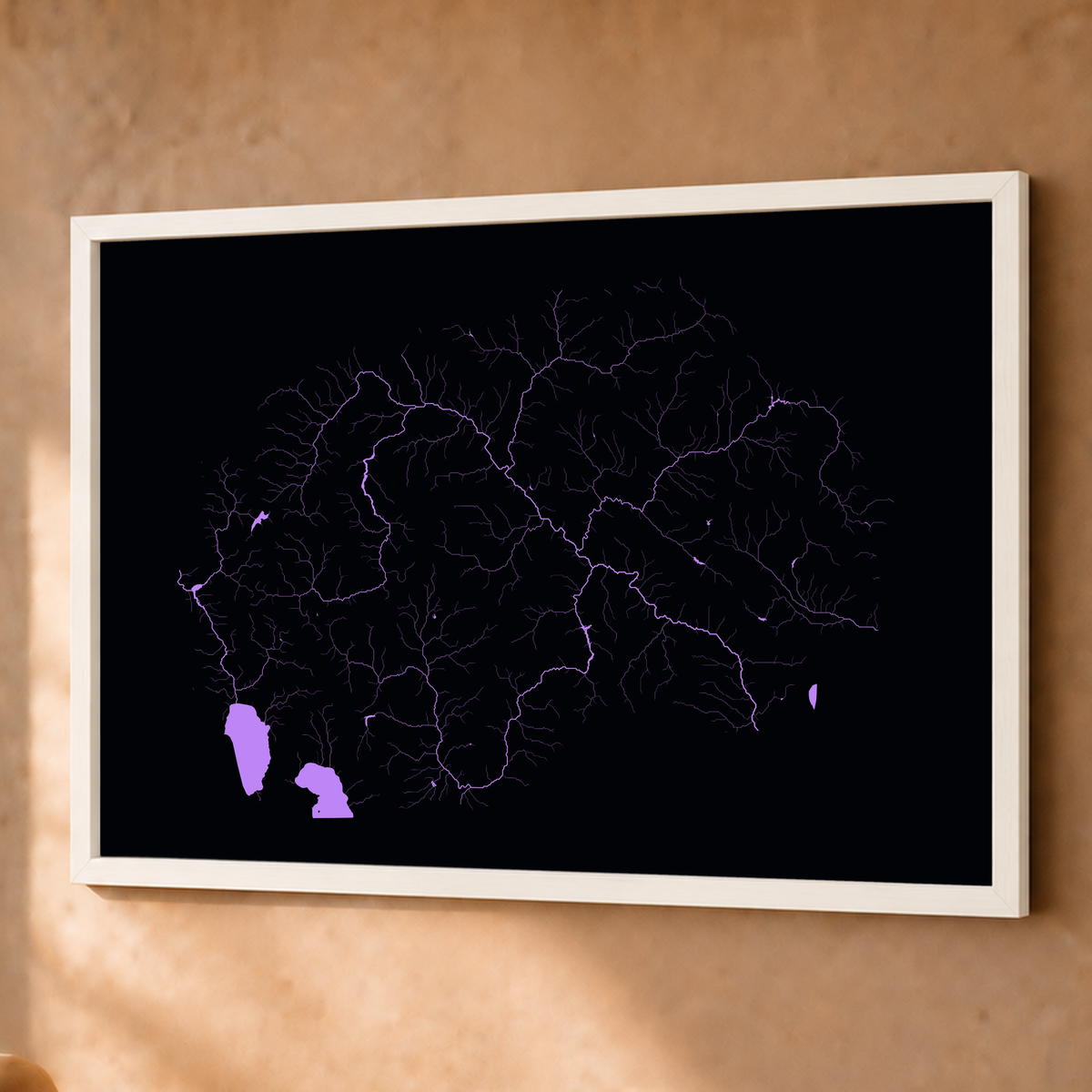 Beautiful Rivers — Macedónia do Norte — Neon por território, Fine art emoldurado · 60 × 80 cm, Branco · Sem margem