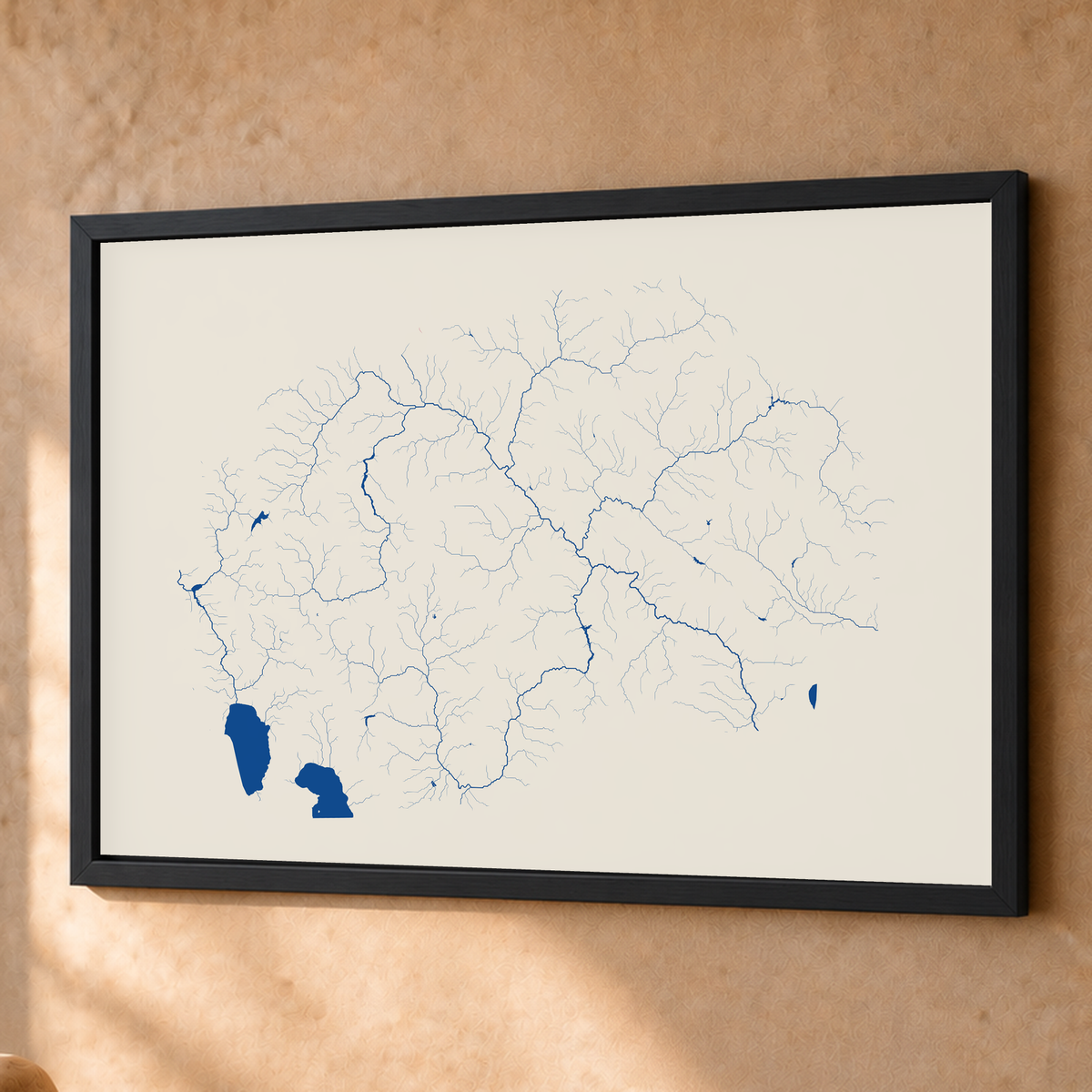 Beautiful Rivers — Macedónia do Norte — Risografia, Fine art emoldurado · 60 × 80 cm, Preto · Sem margem
