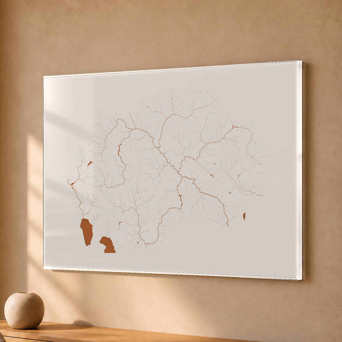 Beautiful Rivers — Macedónia do Norte — Terracota e areia, Acrílico · 30 × 40 cm, Sem margem