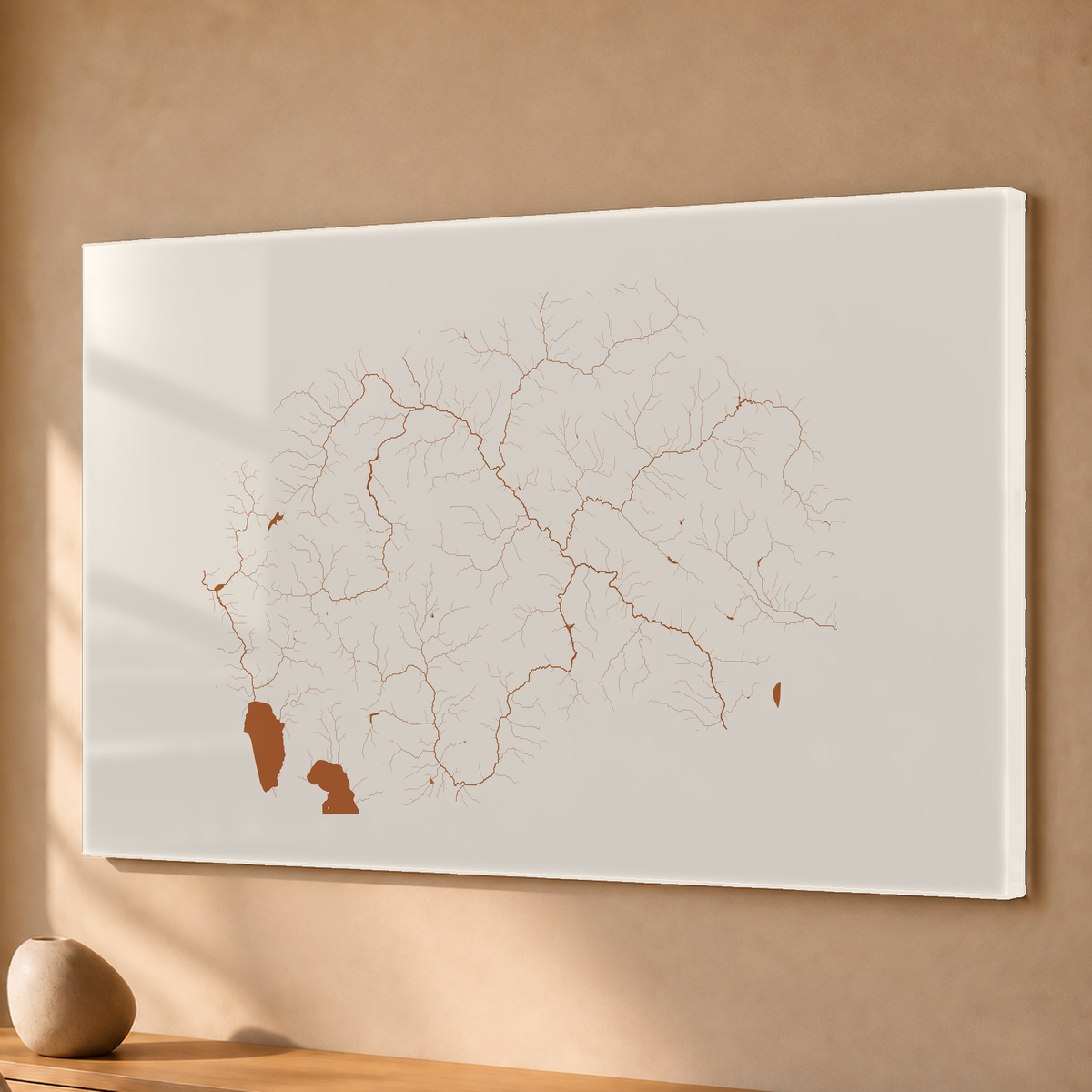 Beautiful Rivers — Macedónia do Norte — Terracota e areia, Acrílico · 40 × 60 cm, Sem margem