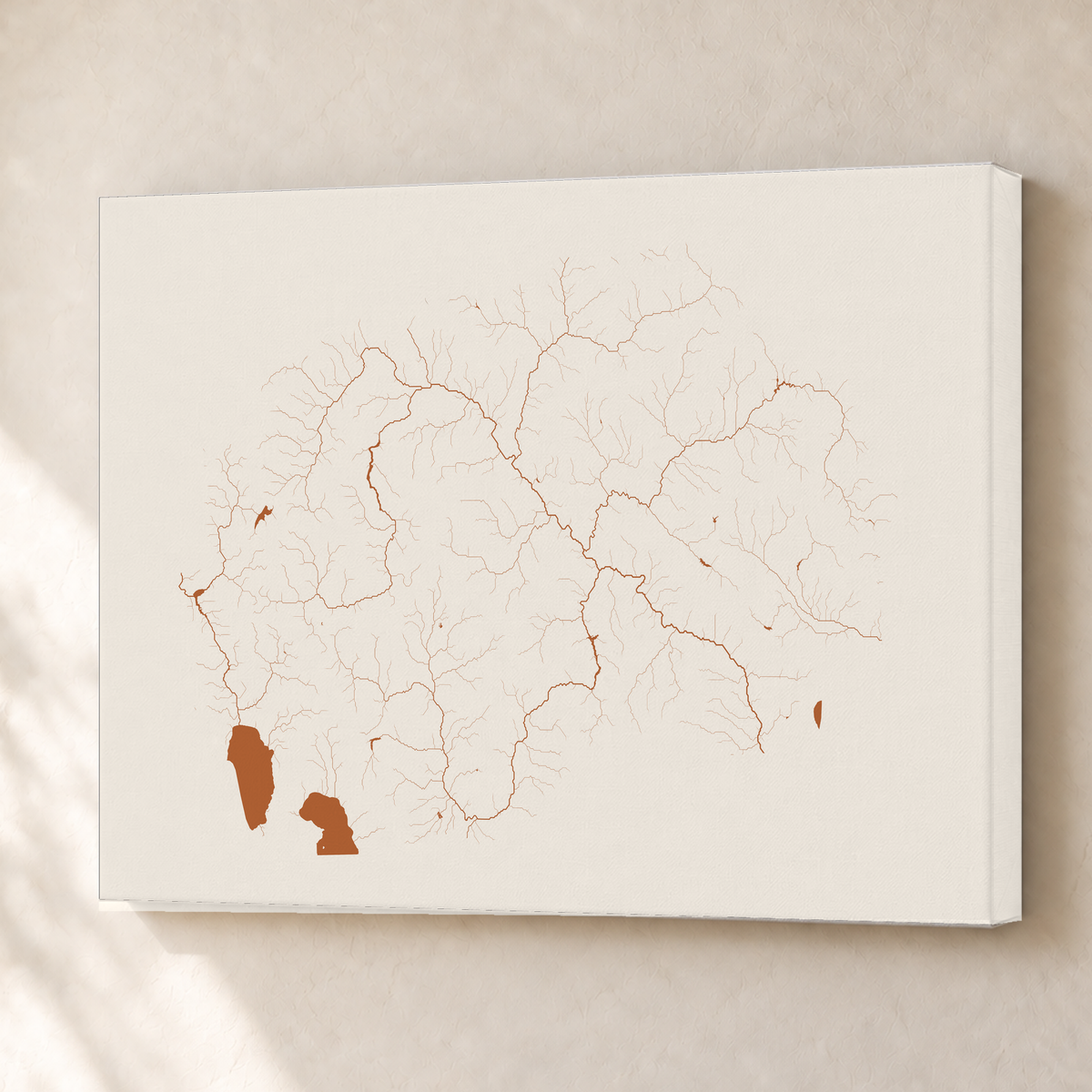 Beautiful Rivers — Macedónia do Norte — Terracota e areia, Canvas · 45 × 60 cm, Sem margem