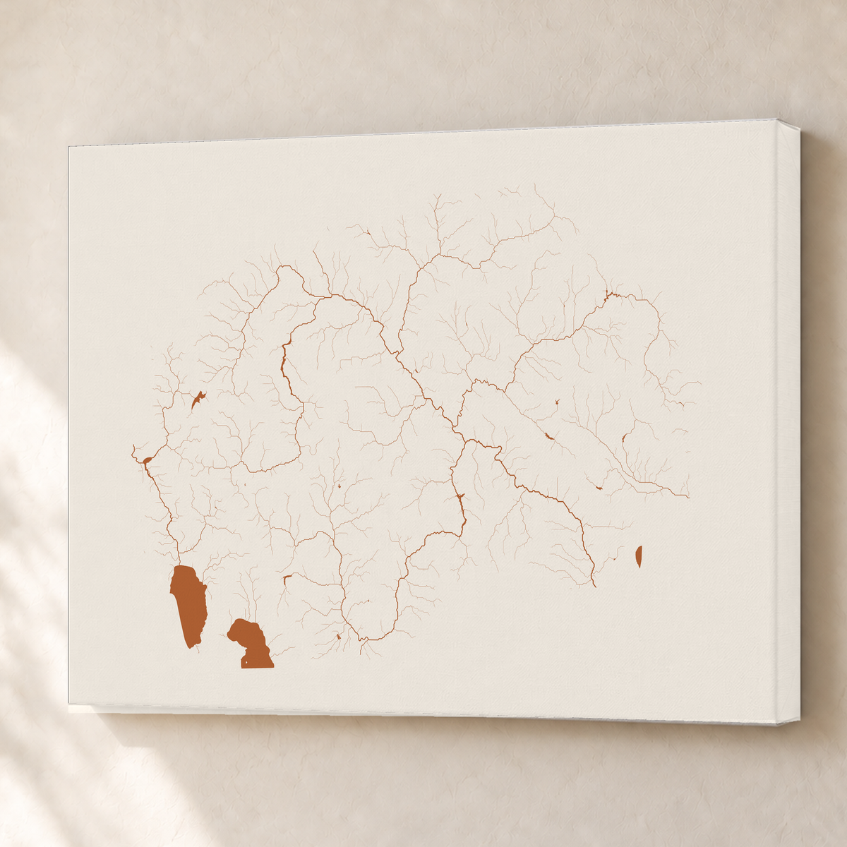 Beautiful Rivers — Macedónia do Norte — Terracota e areia, Canvas · 60 × 80 cm, Sem margem
