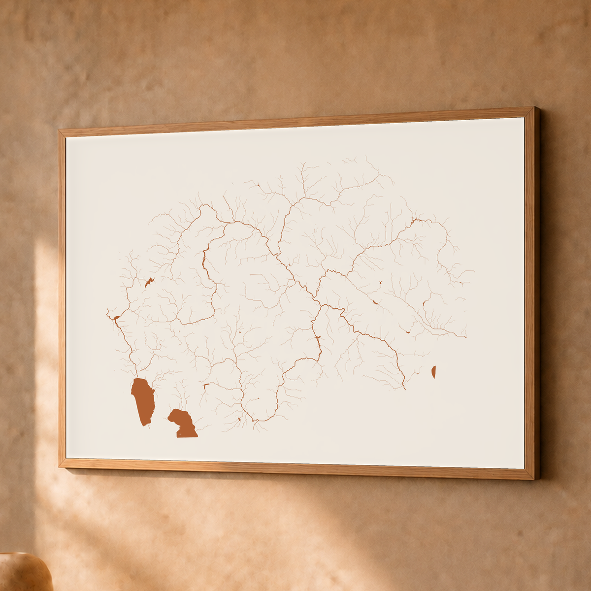 Beautiful Rivers — Macedónia do Norte — Terracota e areia, Fine art emoldurado · 30 × 40 cm, Natural · Sem margem