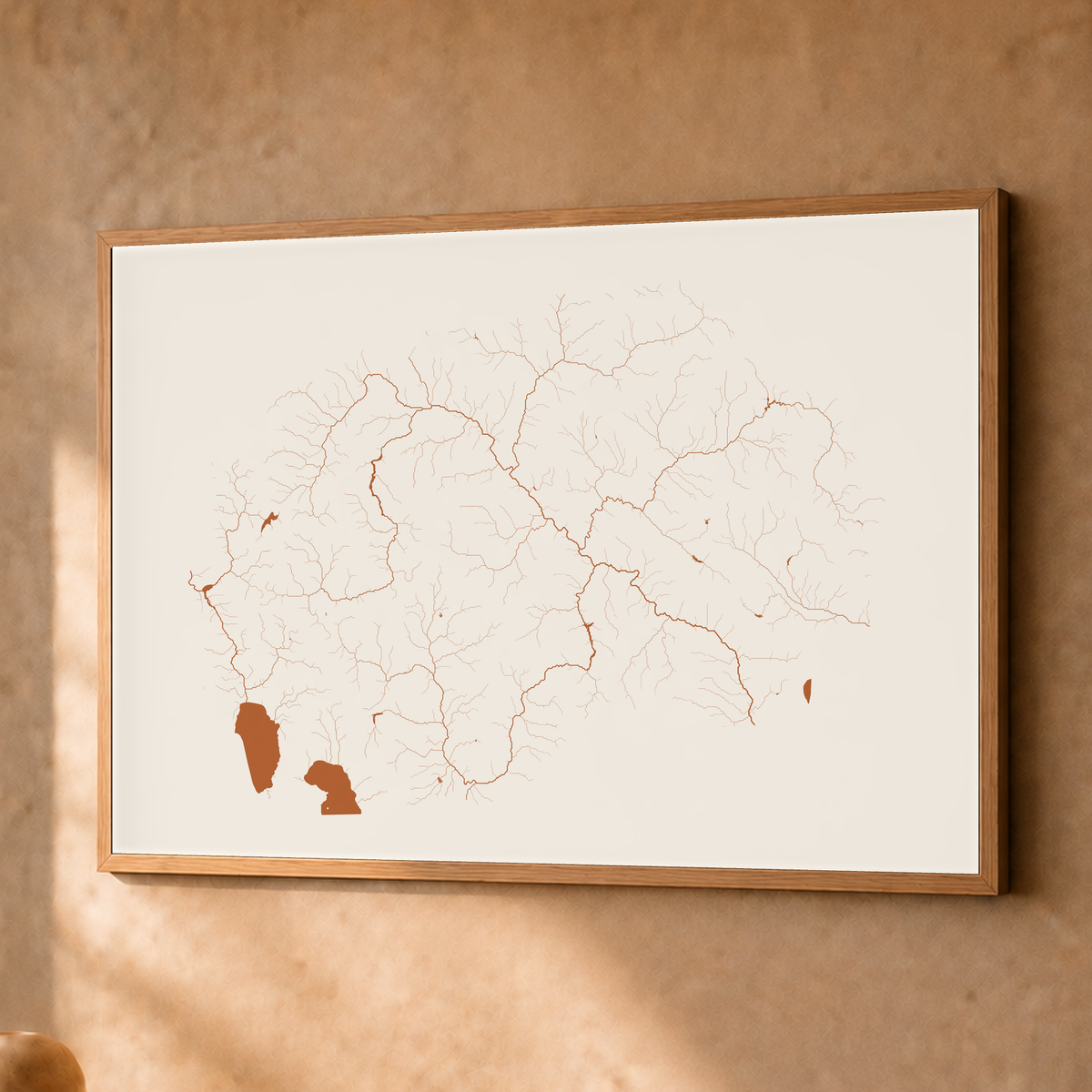 Beautiful Rivers — Macedónia do Norte — Terracota e areia, Fine art emoldurado · 45 × 60 cm, Natural · Sem margem