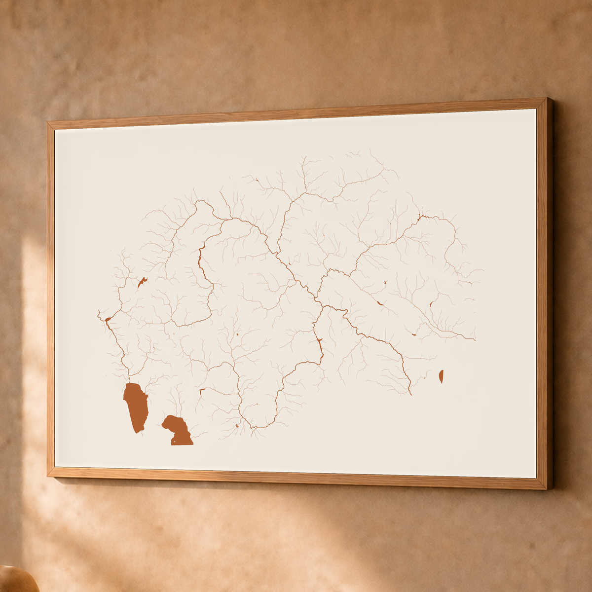 Beautiful Rivers — Macedónia do Norte — Terracota e areia, Fine art emoldurado · 60 × 80 cm, Natural · Sem margem