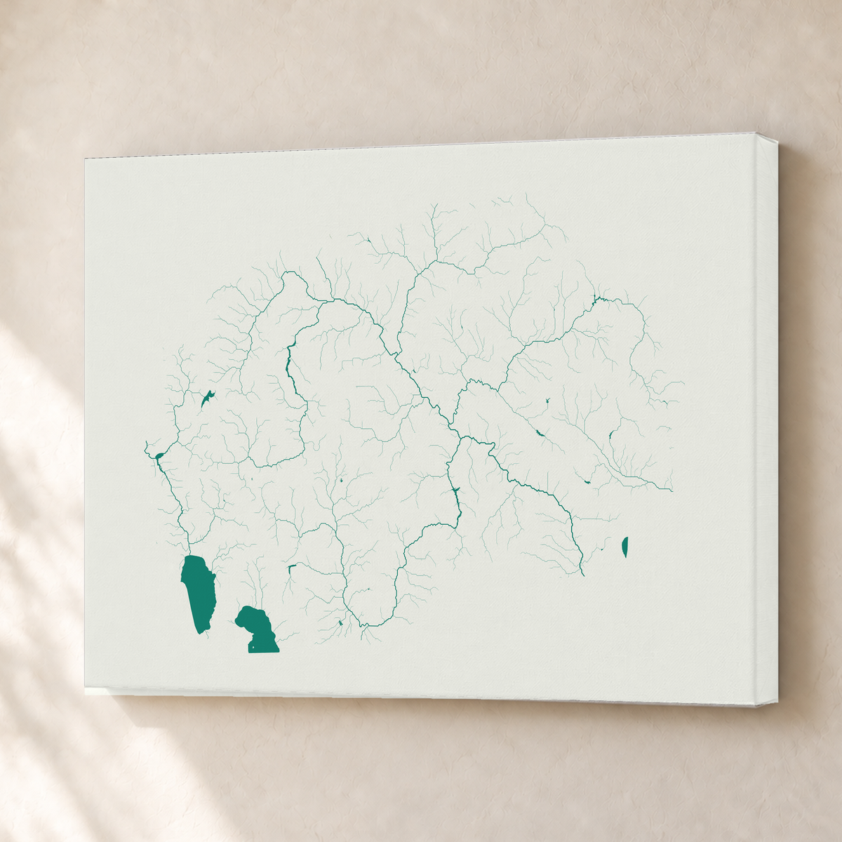 Beautiful Rivers — Macedónia do Norte — Verde jade e porcelana, Canvas · 30 × 40 cm, Sem margem