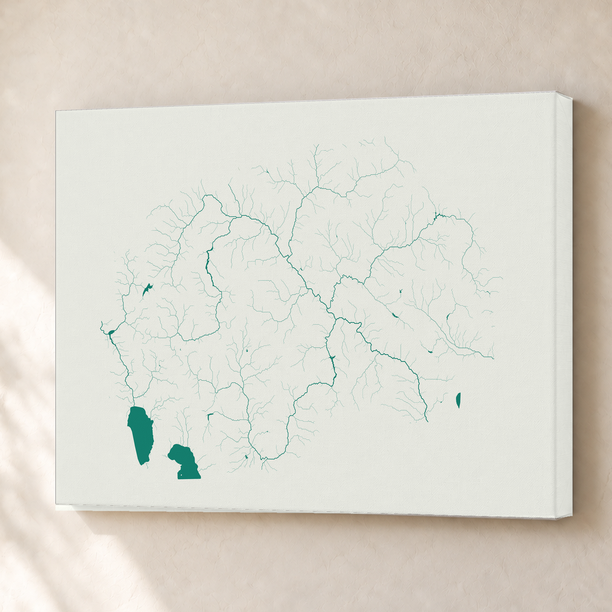 Beautiful Rivers — Macedónia do Norte — Verde jade e porcelana, Canvas · 45 × 60 cm, Sem margem