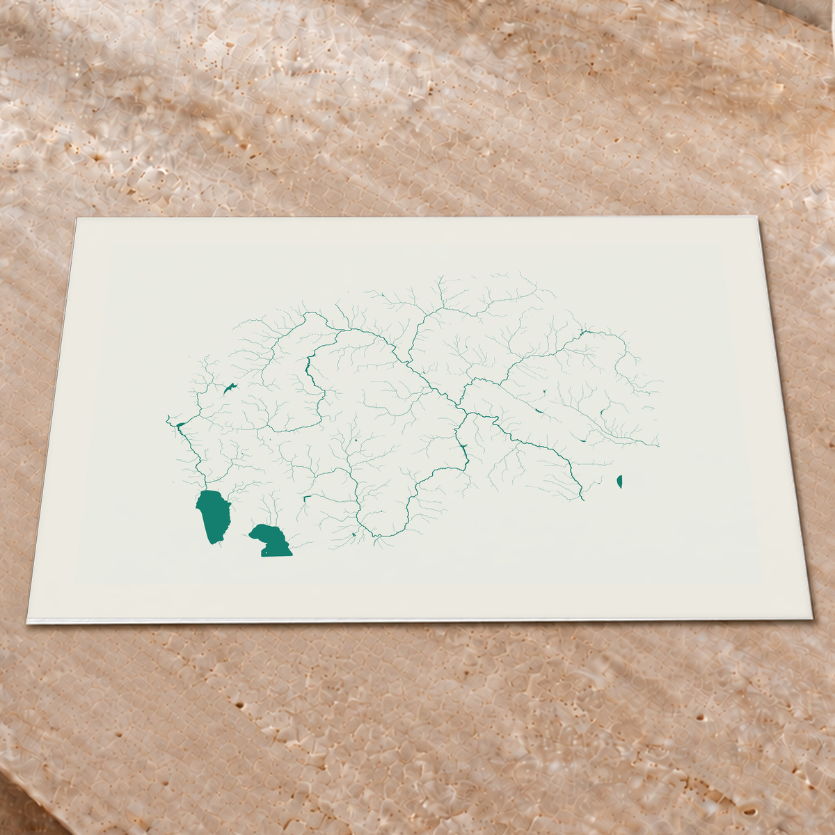 Beautiful Rivers — Macedónia do Norte — Verde jade e porcelana, Impressão fine art · 45 × 60 cm, Margem branca