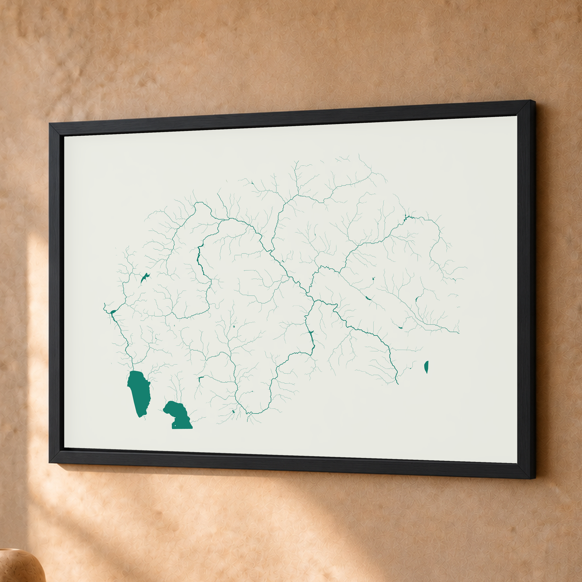 Beautiful Rivers — Macedónia do Norte — Verde jade e porcelana, Fine art emoldurado · 30 × 40 cm, Preto · Sem margem