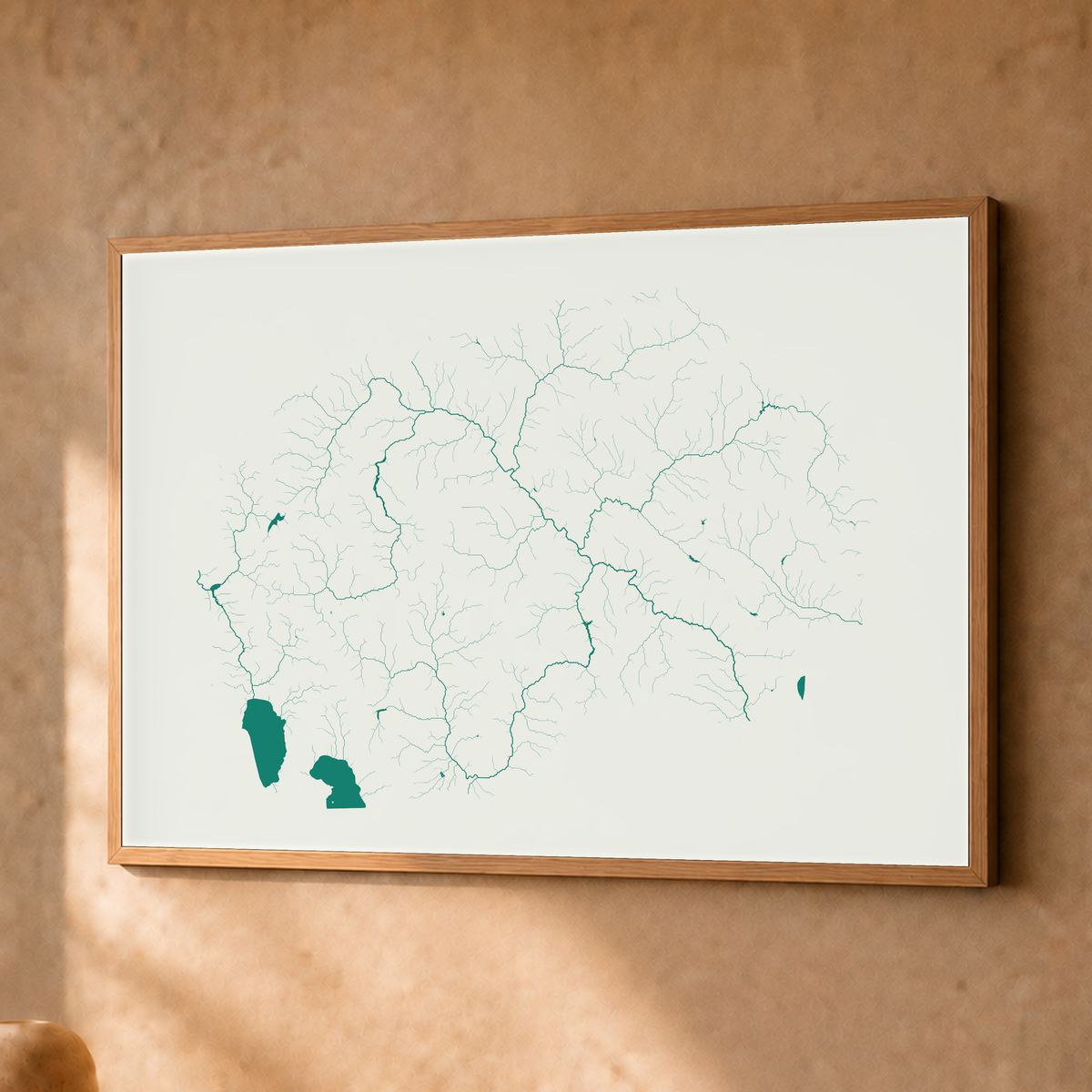Beautiful Rivers — Macedónia do Norte — Verde jade e porcelana, Fine art emoldurado · 30 × 40 cm, Natural · Sem margem