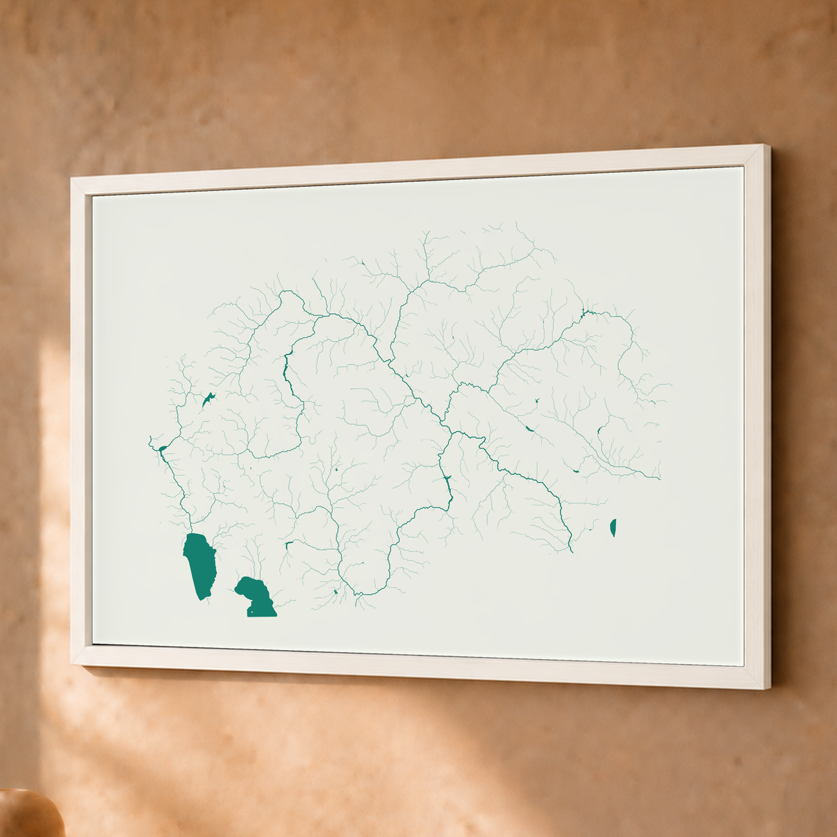 Beautiful Rivers — Macedónia do Norte — Verde jade e porcelana, Fine art emoldurado · 30 × 40 cm, Branco · Sem margem