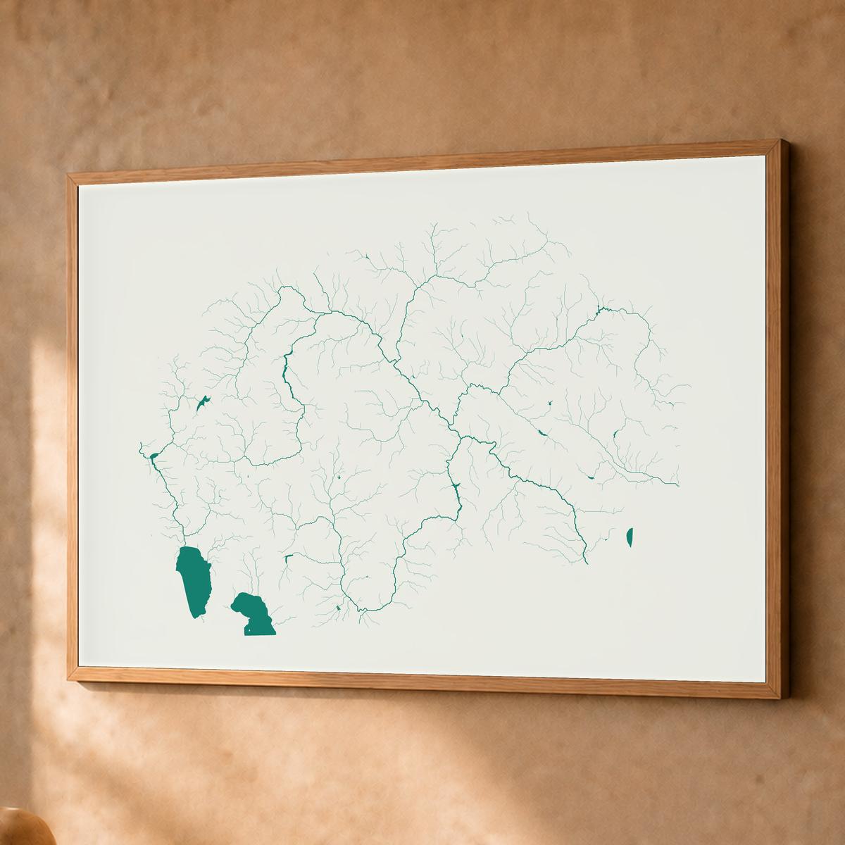 Beautiful Rivers — Macedónia do Norte — Verde jade e porcelana, Fine art emoldurado · 60 × 80 cm, Natural · Sem margem