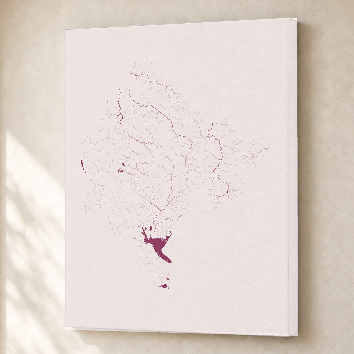 Beautiful Rivers — Montenegro — Ameixa e rosé, Canvas · 45 × 60 cm, Sem margem