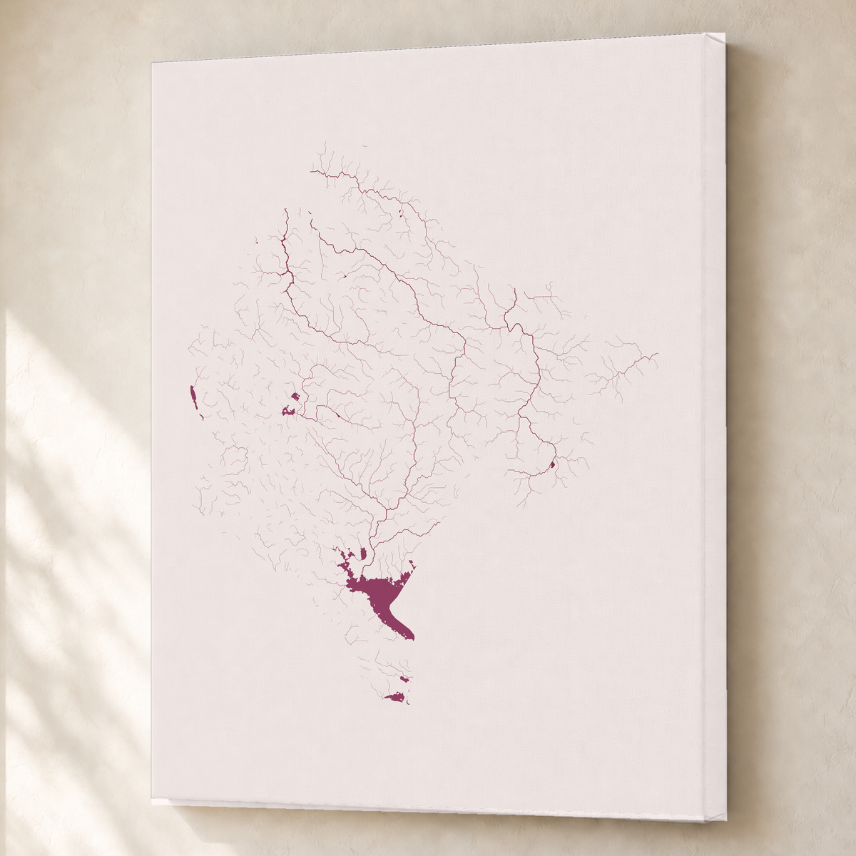 Beautiful Rivers — Montenegro — Ameixa e rosé, Canvas · 60 × 80 cm, Sem margem