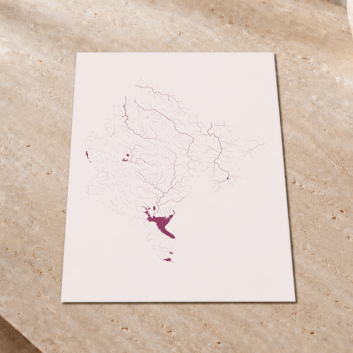 Beautiful Rivers — Montenegro — Ameixa e rosé, Impressão fine art · 45 × 60 cm, Sem margem