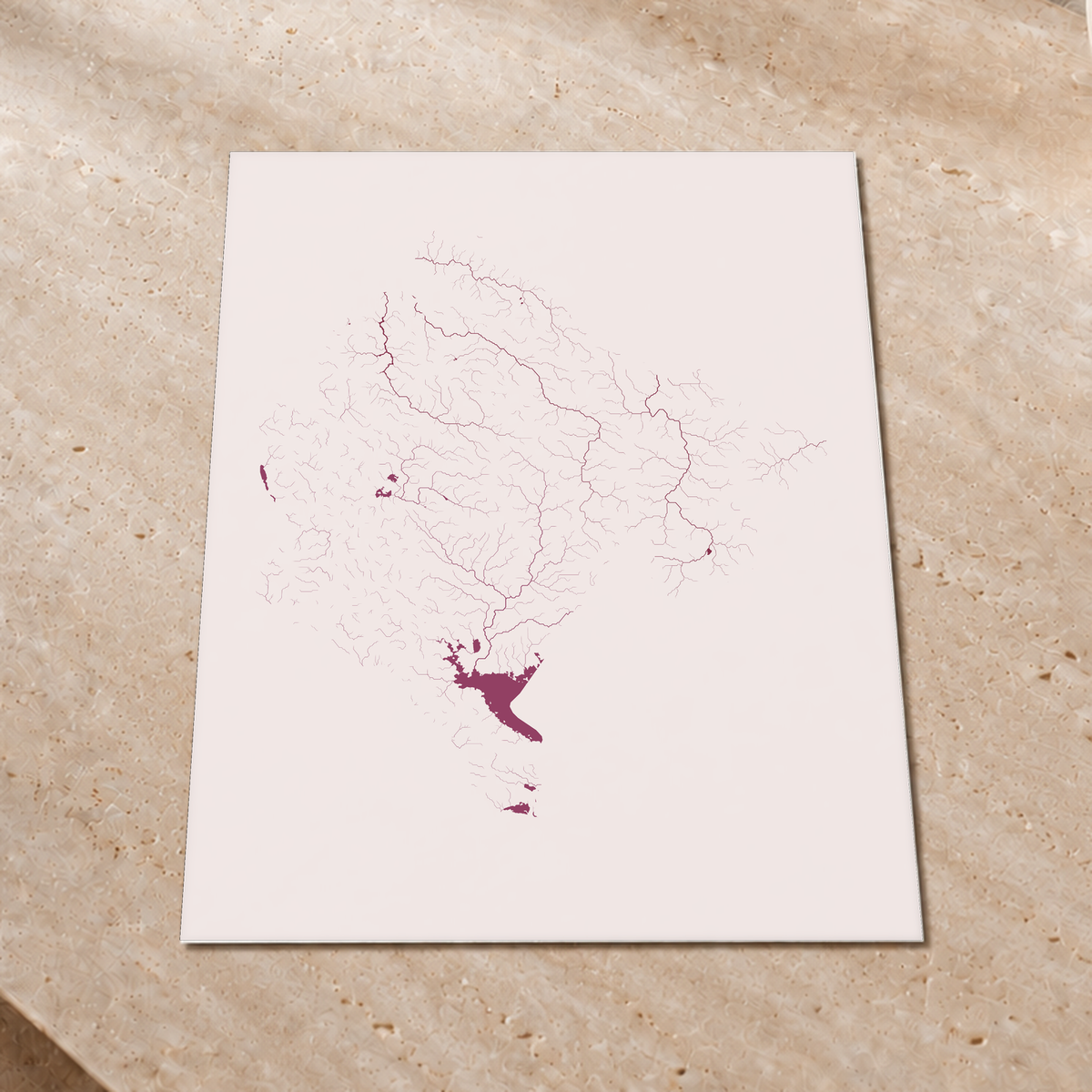 Beautiful Rivers — Montenegro — Ameixa e rosé, Impressão fine art · 60 × 80 cm, Sem margem