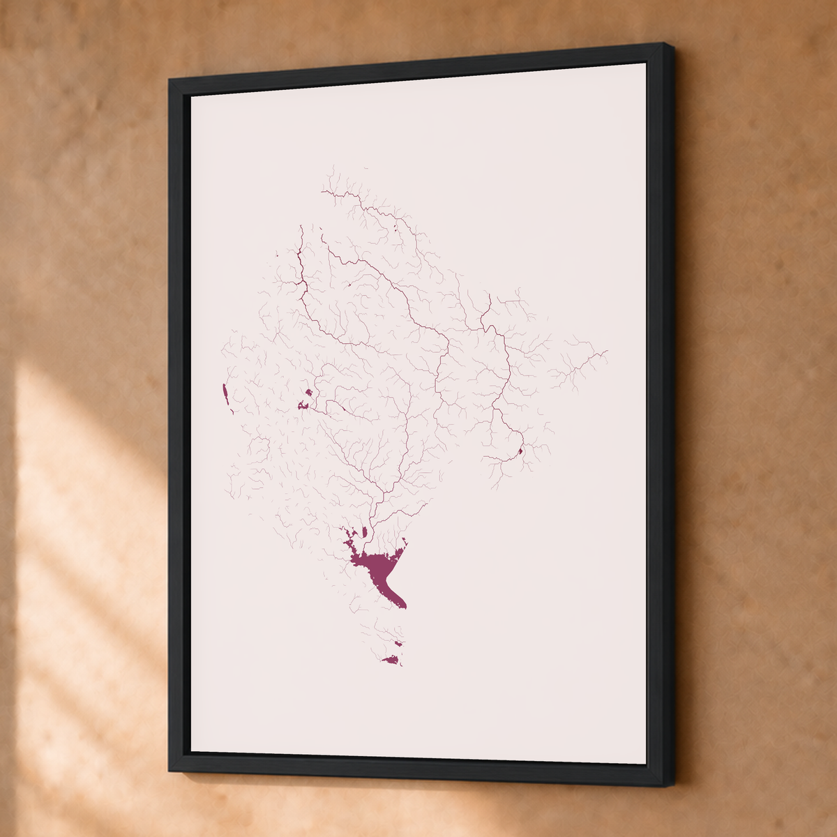 Beautiful Rivers — Montenegro — Ameixa e rosé, Fine art emoldurado · 30 × 40 cm, Preto · Sem margem
